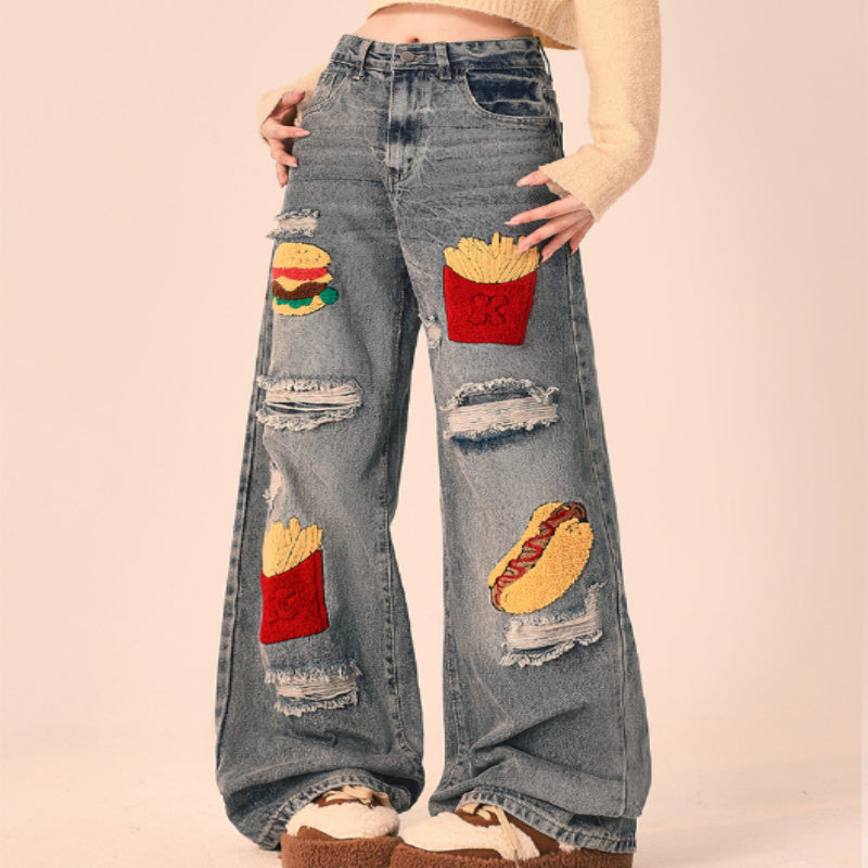 Loose ripped jeans
